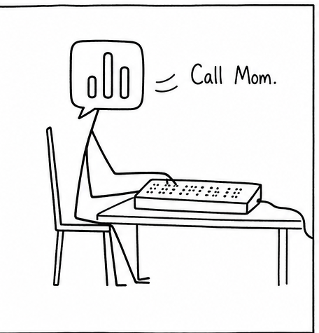 Der Bote sagt einen Satz; daneben steht „Ruf Mama an.“